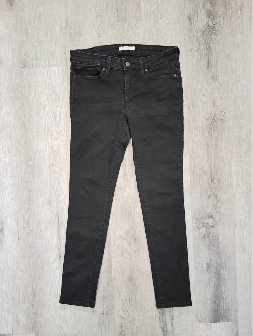 Levi's 711 Women's Size 8, 30x27 Black Stretch Denim Mid-Rise Skinny Ankle Jeans